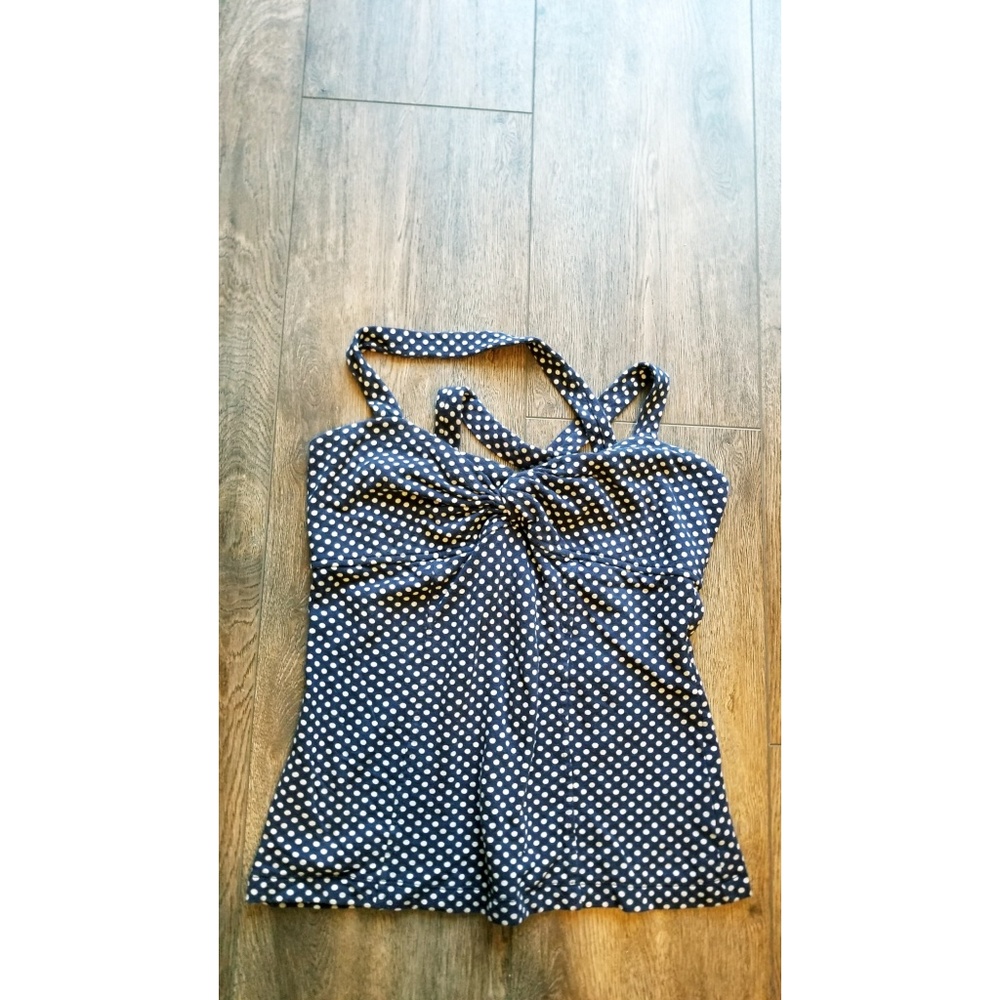 Postmark sweetheart criss cross polka dot tank